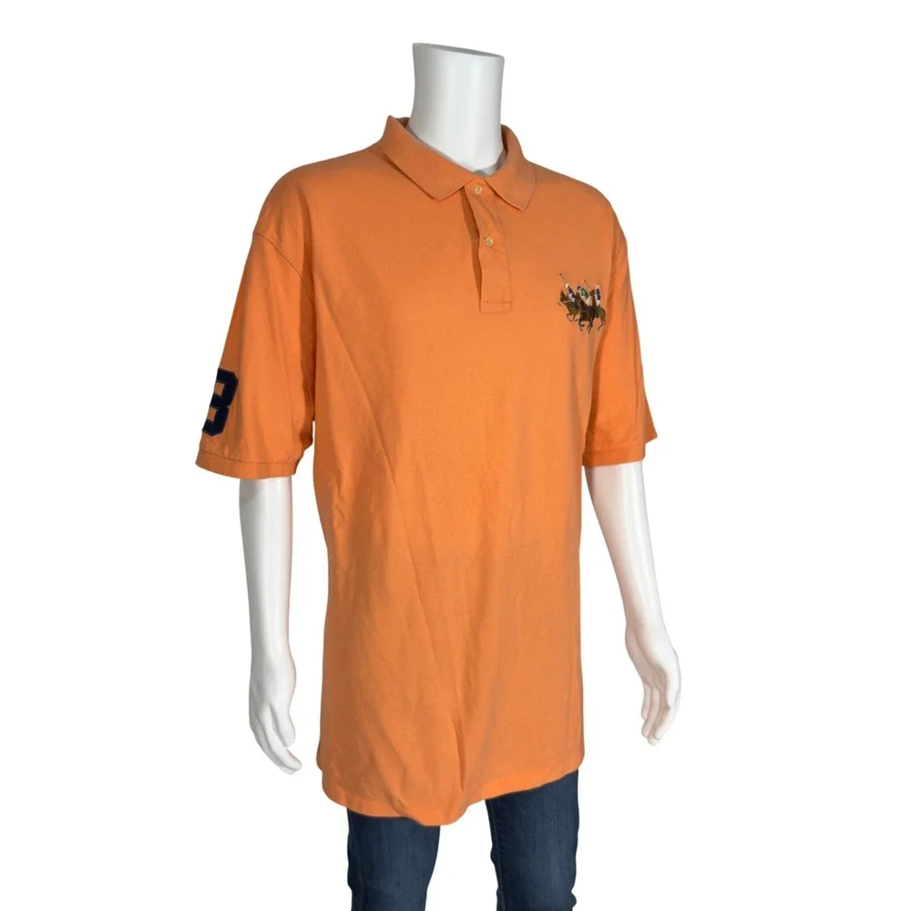Polo Ralph Lauren Polo Shirt Mens 3XLT Orange Excellent Triple Pony Big Tall Y2K